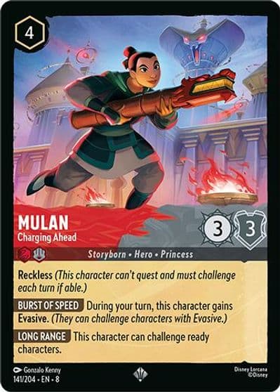 Mulan Charging Ahead Reign of Jafar Lorcana card