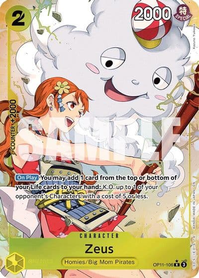 Zeus Alternate Art A Fist of Divine Speed One Piece card