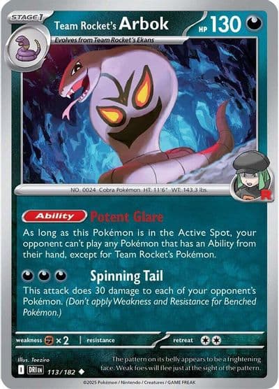 Team Rocket's Arbok SV10: Destined Rivals Pokemon card