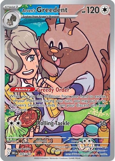 Arven's Greedent SV10: Destined Rivals Pokemon card