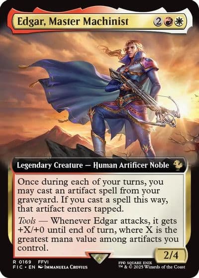 Edgar Master Machinist Extended Art Commander: FINAL FANTASY Magic card