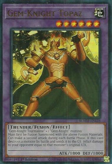 Gem Knight Topaz Battles of Legend: Monster Mayhem Yu-Gi-Oh! card