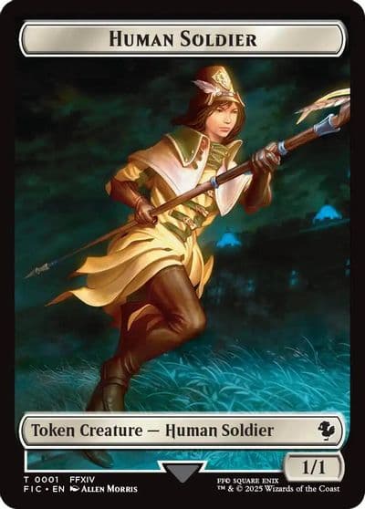 Human Soldier Hero 0008 Double Sided Token Commander: FINAL FANTASY Magic card