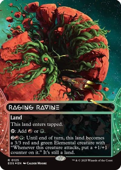 Raging Ravine 0125 Borderless Galaxy Foil Edge of Eternities: Stellar Sights Magic card