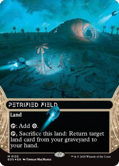Petrified Field 0122 Borderless Galaxy Foil Edge of Eternities: Stellar Sights Magic card