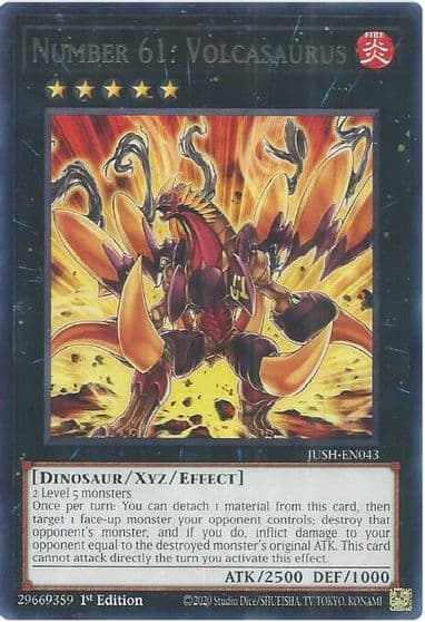 Number 61 Volcasaurus Justice Hunters Yu-Gi-Oh! card