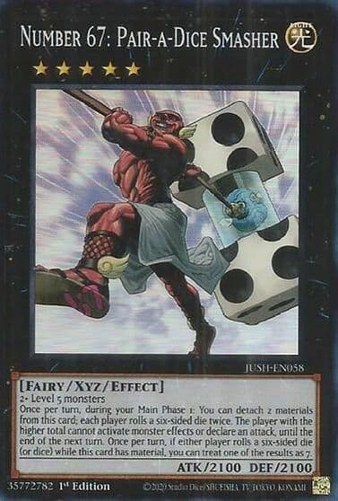 Number 67 Pair a Dice Smasher Super Rare Justice Hunters Yu-Gi-Oh! card