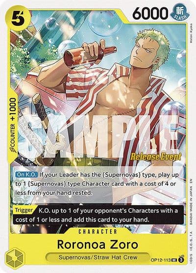 Roronoa Zoro 113 Legacy of the Master Release Event Cards One Piece card