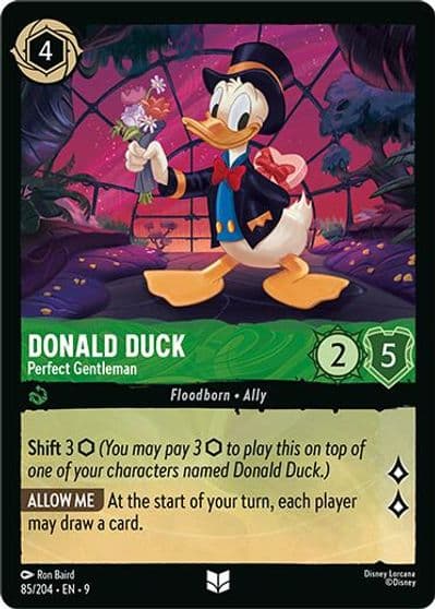 Donald Duck Perfect Gentleman Fabled Lorcana card