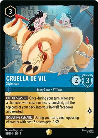 Cruella De Vil Style Icon Fabled Lorcana card
