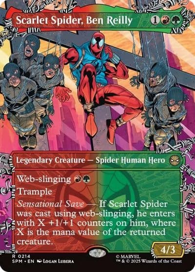 Scarlet Spider Ben Reilly Borderless Marvel's Spider-Man Magic card