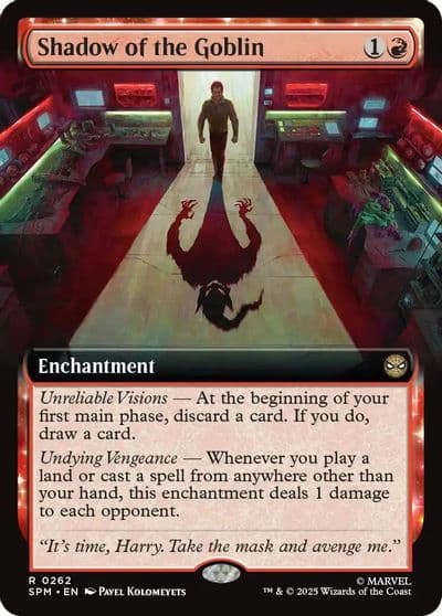 Shadow of the Goblin Extended Art Marvel's Spider-Man Magic card