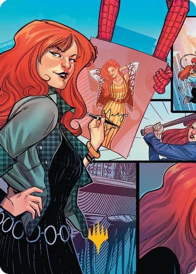Mary Jane Watson Art Card Gold Stamped Planeswalker Symbol Art Series: Marvel's Spider-Man Magic card