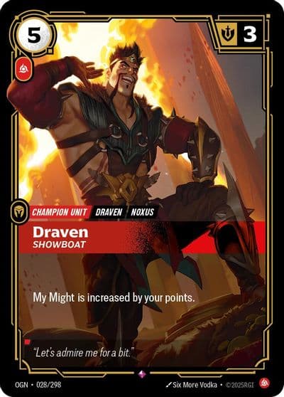 Draven Showboat Origins Riftbound card