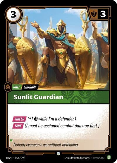 Sunlit Guardian Origins Riftbound card