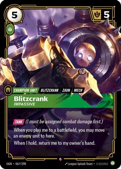 Blitzcrank Impassive Origins Riftbound card