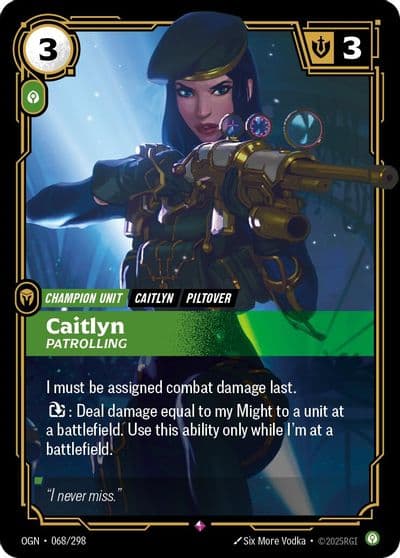 Caitlyn Patrolling Origins Riftbound card