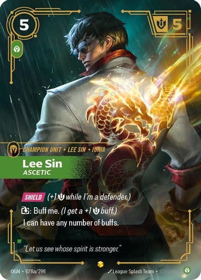 Lee Sin Ascetic Alternate Art Origins Riftbound card
