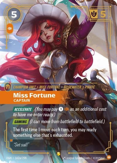 Miss Fortune Captain Alternate Art Origins Riftbound card