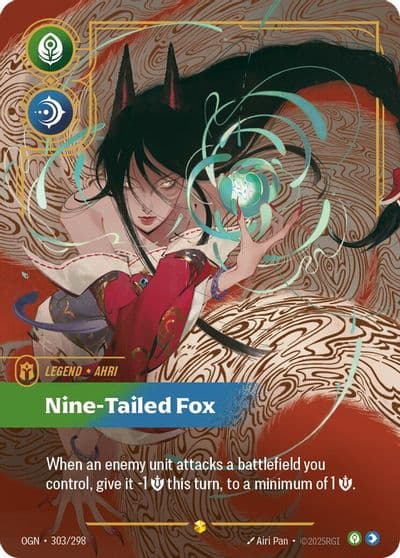 Ahri Nine Tailed Fox Overnumbered Origins Riftbound card