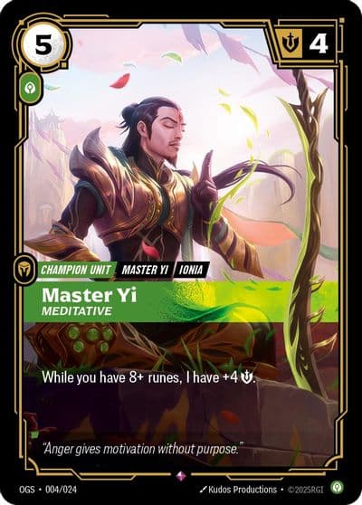 Master Yi Meditative Origins: Proving Grounds Riftbound card