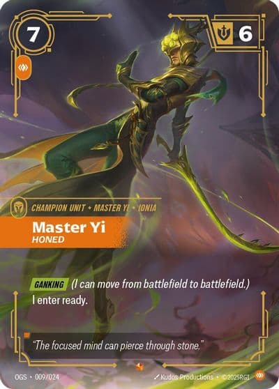 Master Yi Honed Origins: Proving Grounds Riftbound card