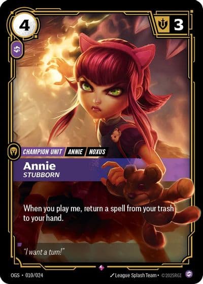 Annie Stubborn Origins: Proving Grounds Riftbound card