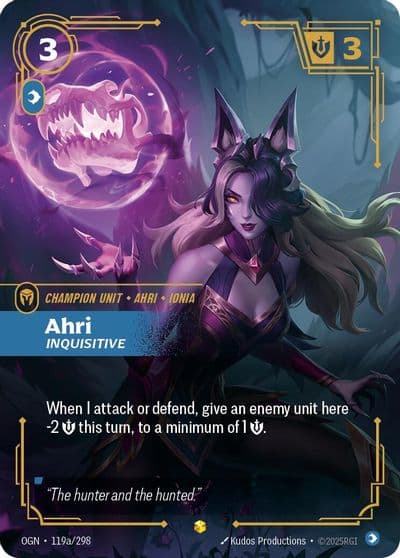 Ahri Inquisitive Alternate Art Origins Riftbound card