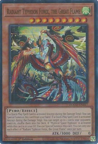 Radiant Typhoon Fonix the Great Flame Doom of Dimensions Yu-Gi-Oh! card