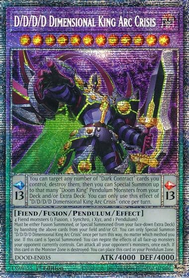 D D D D Dimensional King Arc Crisis Starlight Rare Doom of Dimensions Yu-Gi-Oh! card