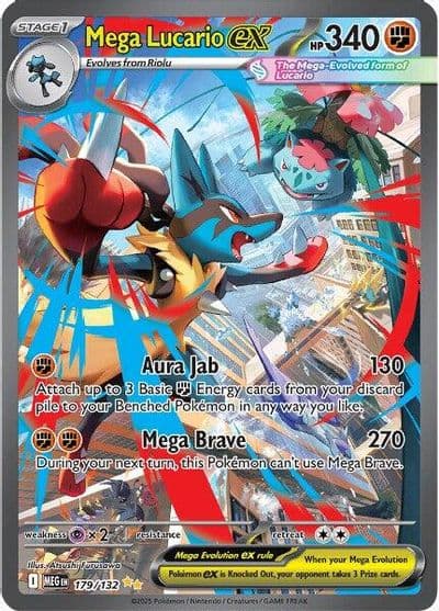 Mega Lucario ex ME01: Mega Evolution Pokemon card