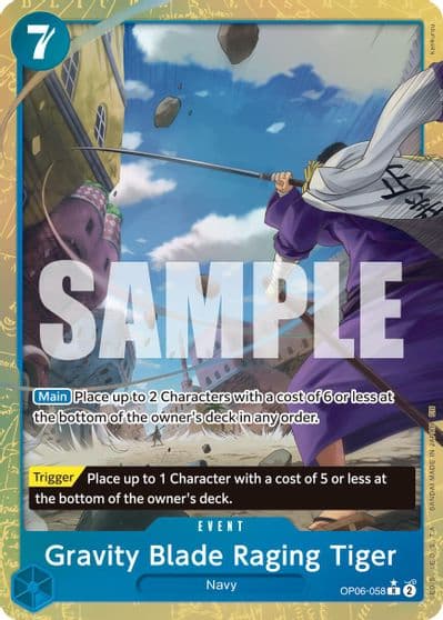 Gravity Blade Raging Tiger Alternate Art Premium Booster -The Best- Vol. 2 One Piece card
