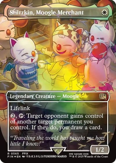 Stiltzkin Moogle Merchant Borderless Chocobo Track Foil FINAL FANTASY Magic card