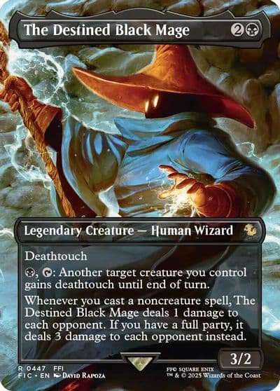 The Destined Black Mage Borderless Commander: FINAL FANTASY Magic card