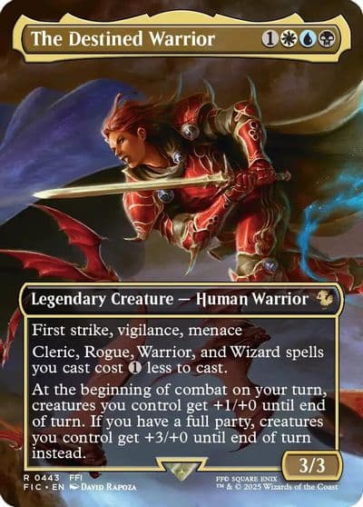 The Destined Warrior Borderless Commander: FINAL FANTASY Magic card