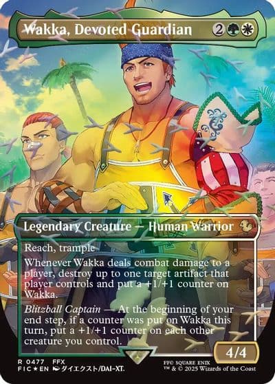 Wakka Devoted Guardian Borderless Chocobo Track Foil Commander: FINAL FANTASY Magic card