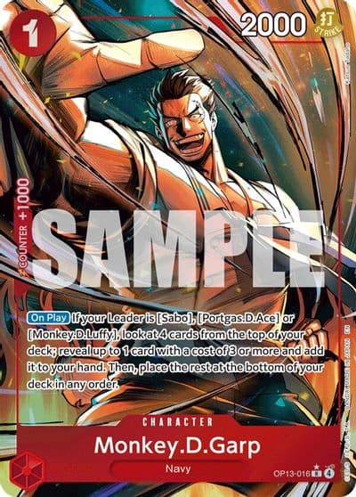MonkeyDGarp Alternate Art Carrying On His Will One Piece card