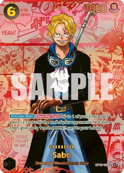 Sabo 120 Red Super Alternate Art Carrying On His Will One Piece card