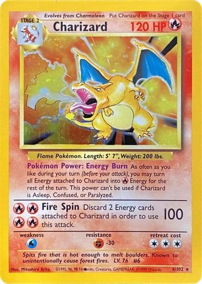 Charizard (Black Dot Error) Base Set Pokemon card