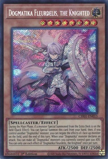 Dogmatika Fleurdelis the Knighted Secret Rare THE CHRONICLES DECK: The Fallen & The Virtuous (All-Foil Edition) Yu-Gi-Oh! card