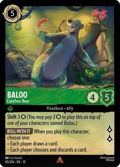 Baloo Carefree Bear Whispers in the Well Lorcana card