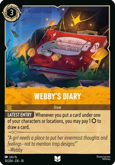 Webbys Diary Whispers in the Well Lorcana card