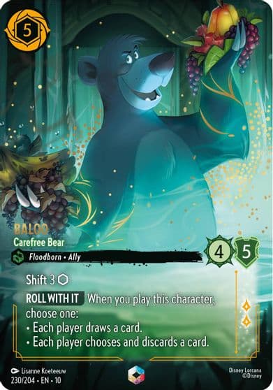 Baloo Carefree Bear Enchanted Whispers in the Well Lorcana card