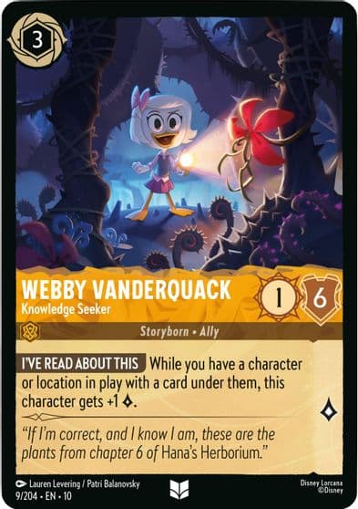 Webby Vanderquack Knowledge Seeker Whispers in the Well Lorcana card