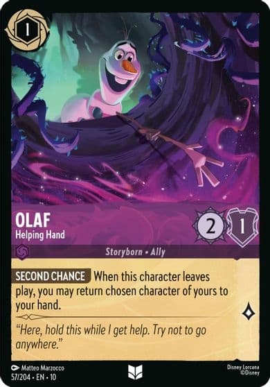 Olaf Helping Hand Whispers in the Well Lorcana card