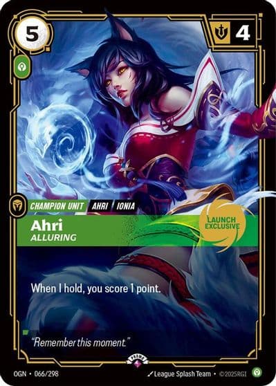 Ahri Alluring Launch Exclusive Riftbound Promotional Cards Riftbound card