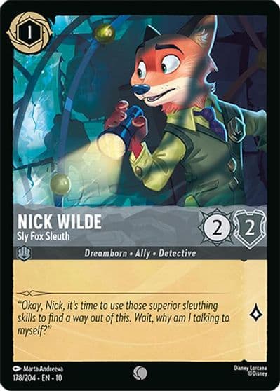 Nick Wilde Sly Fox Sleuth Whispers in the Well Lorcana card