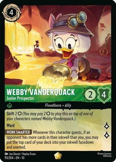 Webby Vanderquack Junior Prospector Whispers in the Well Lorcana card