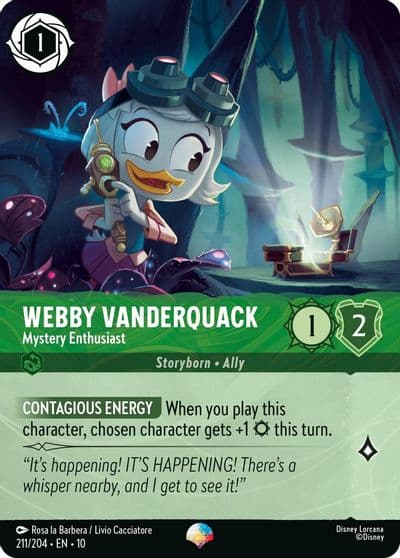 Webby Vanderquack Mystery Enthusiast Epic Whispers in the Well Lorcana card