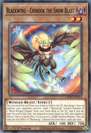 Blackwing Chinook the Snow Blast Legendary 5D's Decks Yu-Gi-Oh! card